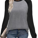 Women Raglan Contrast Long Sleeve T Shirt