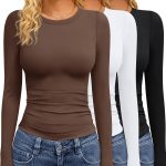 Women Everyday Long Sleeve Crew T Shirt 3 Pack