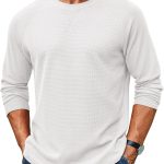 Men Waffle Knit Long Sleeve Crew Tee